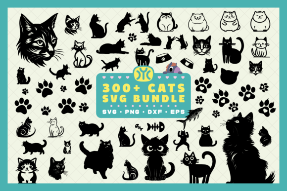 300 Cats SVG Bundle | Cat Silhouette SVG
