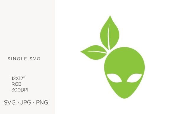 Alien Head and Green Leaves, Vector: A Guide to Cosmic Creativity