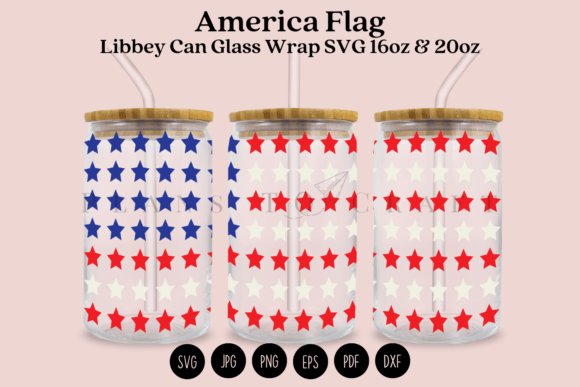 America Flag Libbey Can Glass Wrap SVG