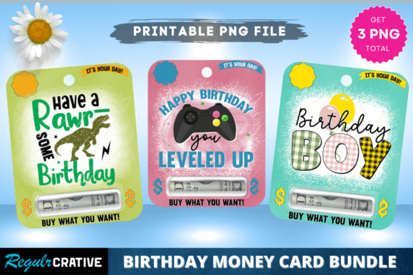Boy Birthday Money Card PNG Bundle: Creative Cash Gifting