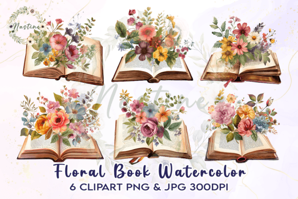 Elevate Your Creations with Floral Book Watercolor Clipart