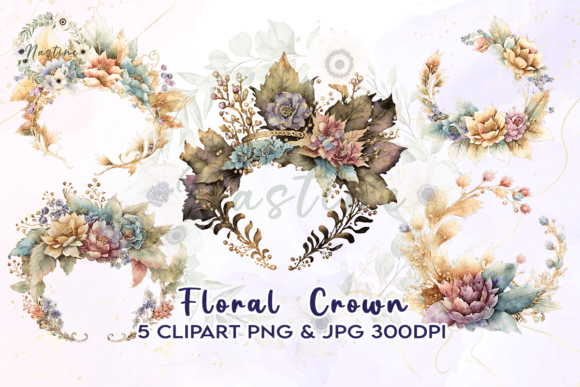Elevate Your Designs with Floral Royal Crown Watercolor Clipart