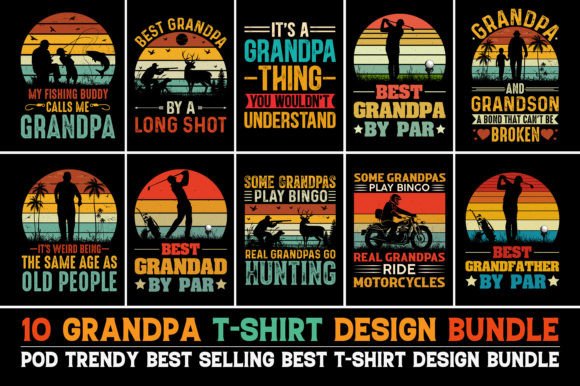Grandpa and Grandpa T-Shirt Design Bundle: A Designer's Take on Trendy POD Assets