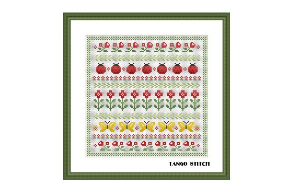 Meadow Summer Floral Ornament Cross Stitch Pattern
