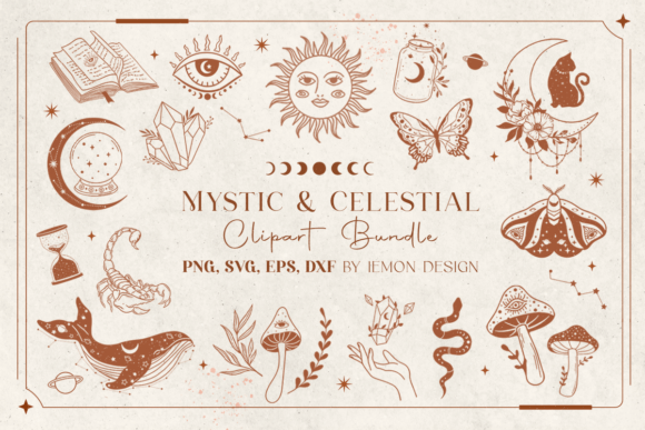 Mystic and Celestial Clipart Bundle: A Universe of Design Assets