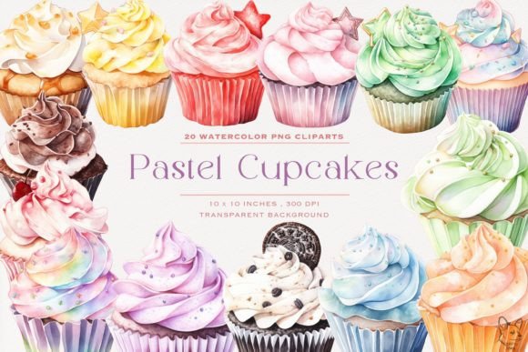 Pastel Cupcakes Clipart, Sweet Bakery