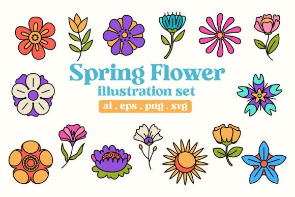 Spring Flower Illustration SVG PNG for Modern Designs