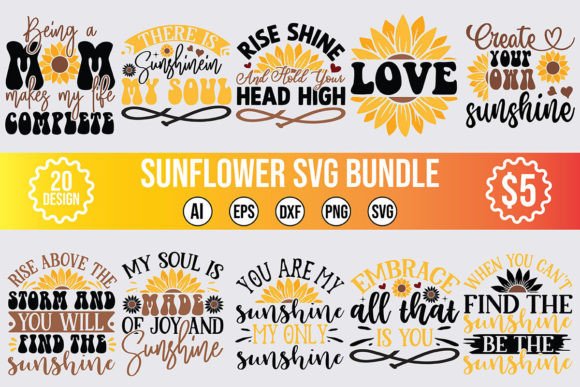 Sunflower SVG Design Bundle: Your Go-To for Bold, Cheerful Projects