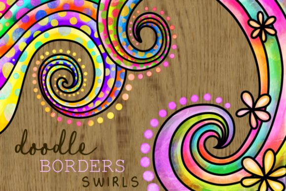Swirly Doodle Watercolor Ink Borders