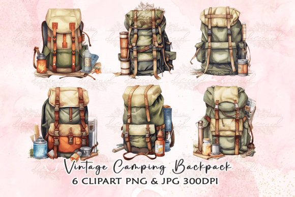 Vintage Camping Backpack Watercolor: A Creative Asset for Designers